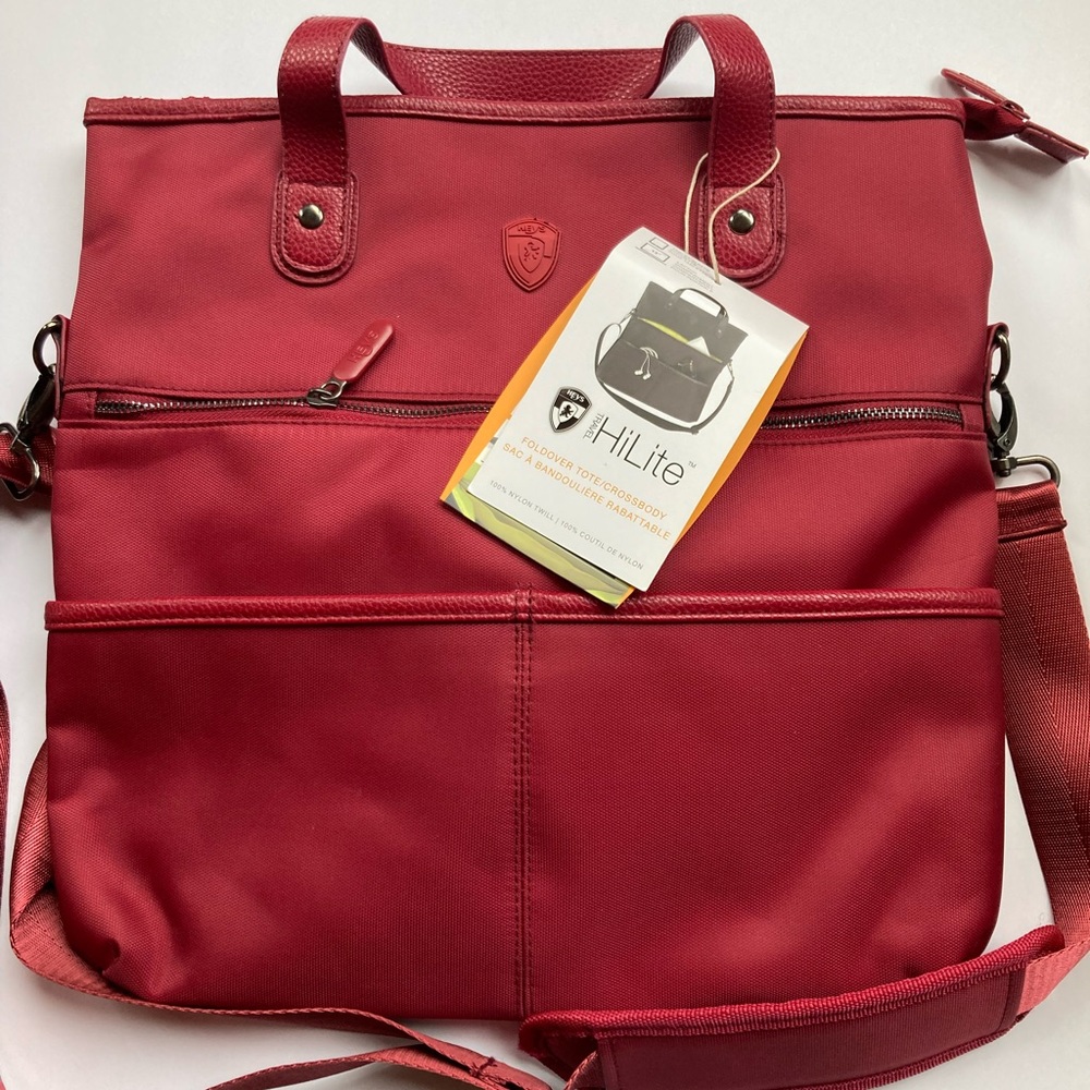 Red Heys HiLite Foldover/Crossbody Tote